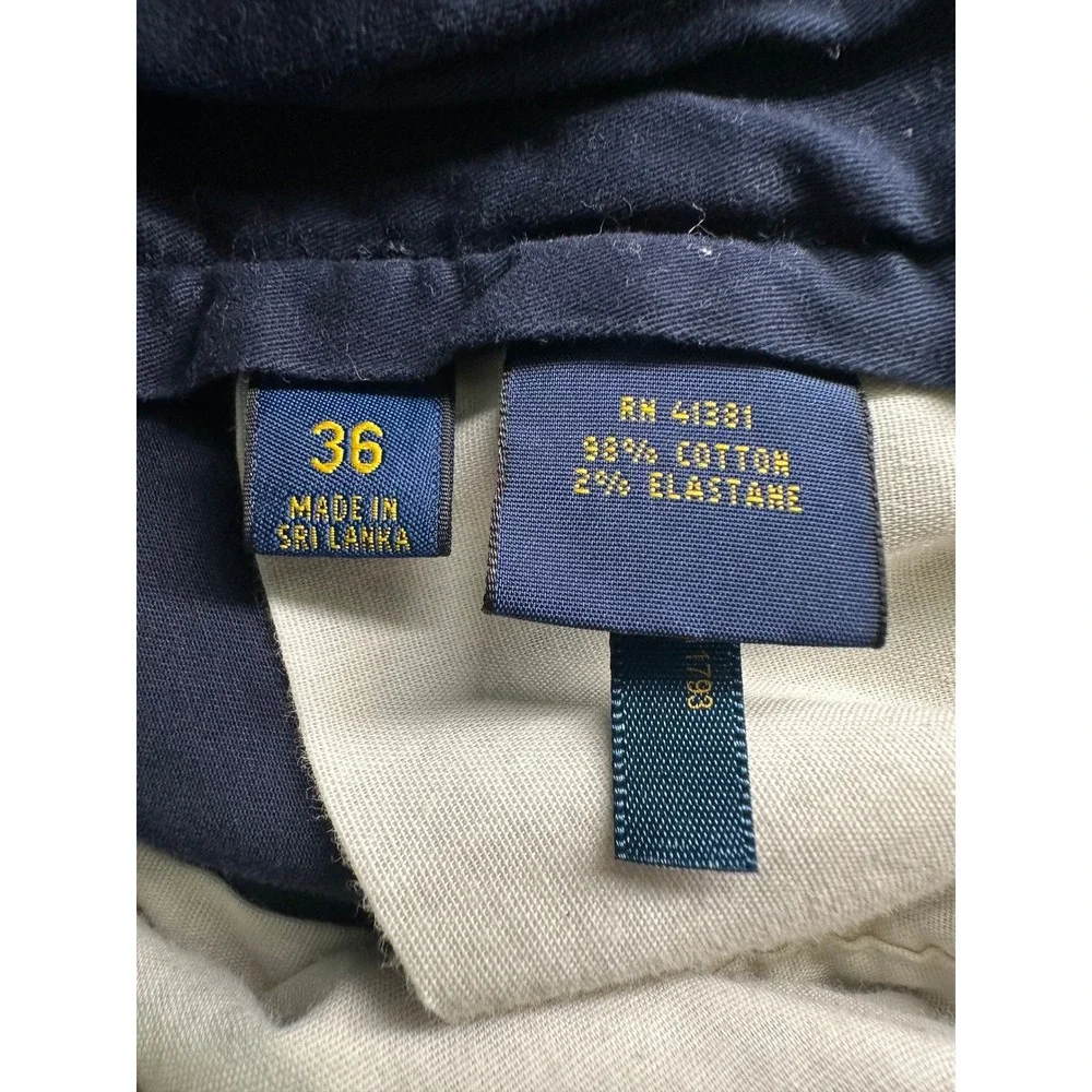 Polo Ralph Lauren Shorts Mens 36 Navy Blue Stretch Classic Fit Chino